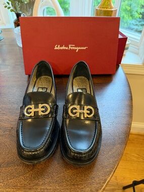 Men\'s Size 10 Salvatore Ferragamo OFELIA Nero Calf Platinum Skid FERRAGAMO Ofelia Lug Loafers | Shopbop main image 4